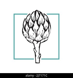 Vector fashion illustration of an artichoke. Trendy minimalistic poster. Stock Vector
