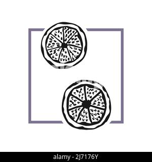 Vector fashion illustration of orange slices. Trendy minimalistic poster. Stock Vector