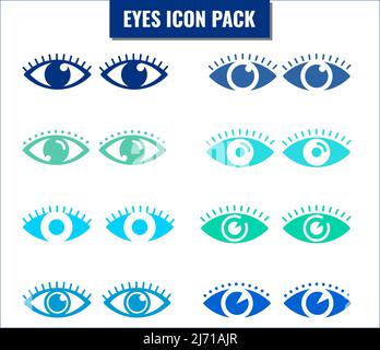 Multicolored Eyes Icon Set Stock Vector