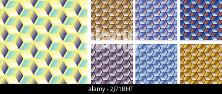 Honeycomb 3D Pattern Set Stock Vector