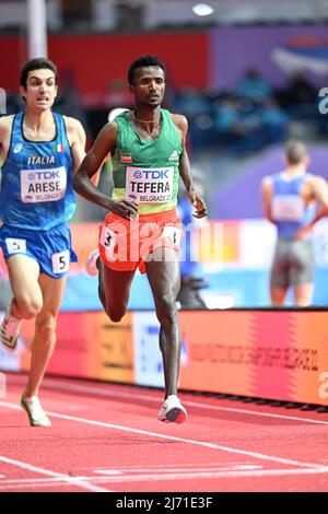 Samuel Tefera participating in the Belgrade 2022 World Indoor