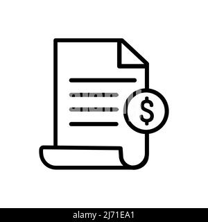 Invoice document line icon, outline vector sign, linear style pictogram isolated on white. Symbol, logo illustration. Stock Vector