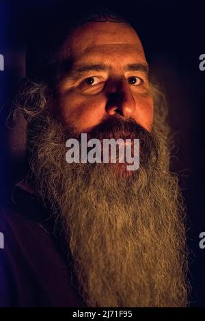 Portrait of a member of Ásatrú. The summer solstice is celebrated by ...