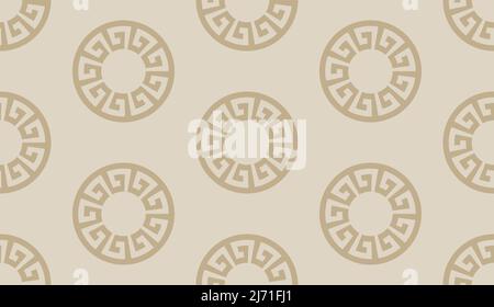 Circle greek seamless pattern with round meander borders. Stock Vector