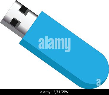 USB pen drives are blue. with white background USB flash memory Stock Vector