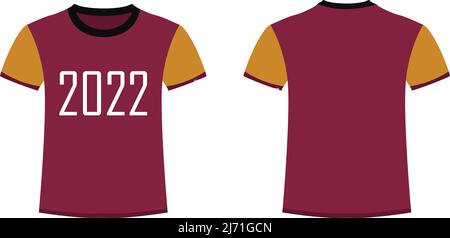 t-shirt design light dark red color t-shirt front and back view Stock Vector