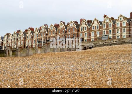 Dutch Inspired Gable Houses on the sea front at Bexhill-on-Sea, East Sussex, England Stock Photo