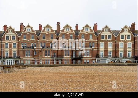 Dutch Inspired Gable Houses on the sea front at Bexhill-on-Sea, East Sussex, England Stock Photo