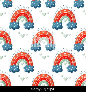 Cute kid rainbow decoration colorful decorative seamless pattern baby background Stock Vector