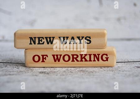 New ways of working on wooden blocks. Business concept Stock Photo