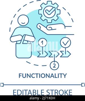 Functionality turquoise concept icon Stock Vector