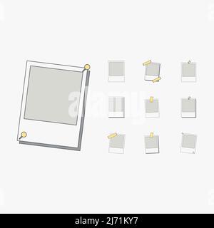 Aesthetics Classic Polaroid Frame And Tape Vintage Collection Set Stock Vector