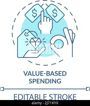 Value based spending turquoise concept icon Stock Vector