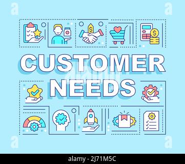 Customer needs word concepts turquoise banner Stock Vector