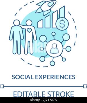 Social experiences turquoise concept icon Stock Vector