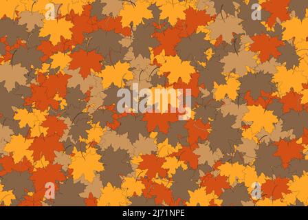 Autumn concept background, yellow brown grey autumn leaves, September theme backdrop, pastel colors background, pattern and texture with dry leaf Stock Vector