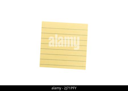 Yellow striped sticker isolated on white background. Template for your projects. Top view. Single sticky note Stock Photo