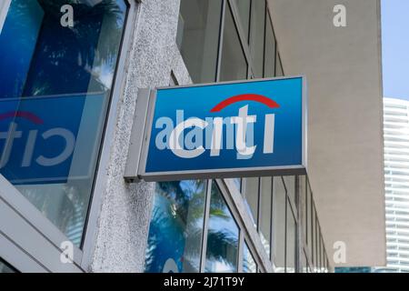 Miami, Florida, USA - January 2, 2022: The Citibank project logo sign is shown in Miami, Fl, USA. Stock Photo