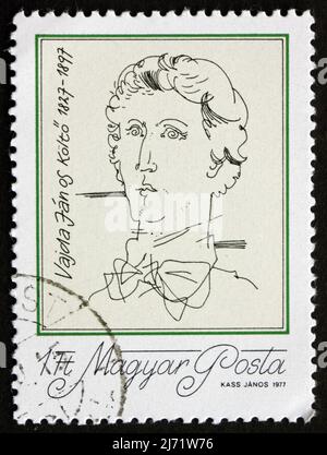 HUNGARY - CIRCA 1977: a stamp printed in the Hungary shows Janos Vajda, Poet, circa 1977 Stock Photo