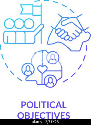 Political objectives blue gradient concept icon Stock Vector