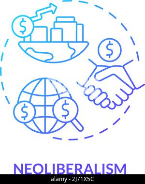 Neoliberalism blue gradient concept icon Stock Vector