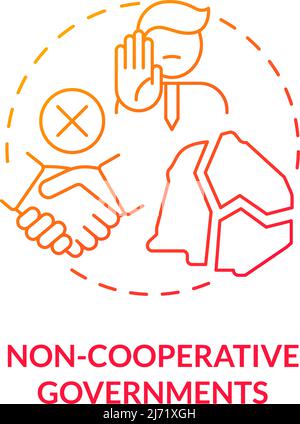 Non cooperative governments red gradient concept icon Stock Vector