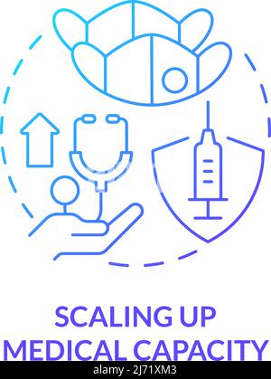 Scaling up medical capacity blue gradient concept icon Stock Vector