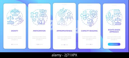 Global cooperation concepts blue gradient onboarding mobile app screen Stock Vector