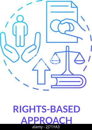 Rights based approach blue gradient concept icon Stock Vector