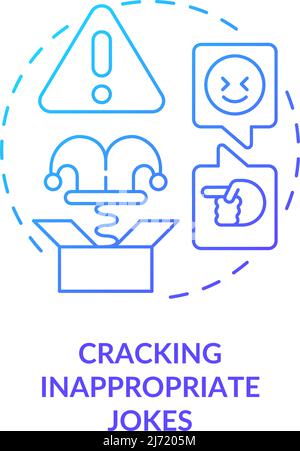 Cracking inappropriate jokes blue gradient concept icon Stock Vector