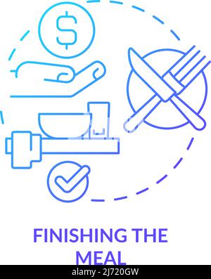 Finishing meal blue gradient concept icon Stock Vector