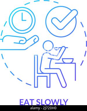 Eat slowly blue gradient concept icon Stock Vector