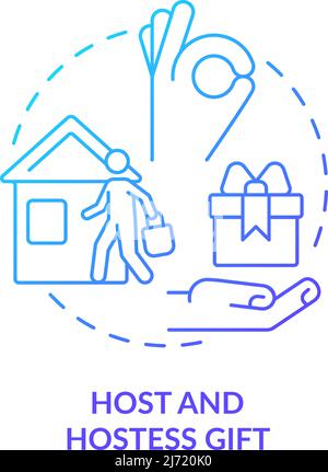Host and hostess gift blue gradient concept icon Stock Vector