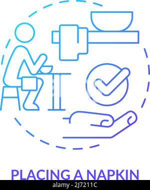 Placing napkin blue gradient concept icon Stock Vector