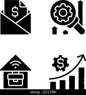 Company management structure black glyph icons set on white space Stock Vector