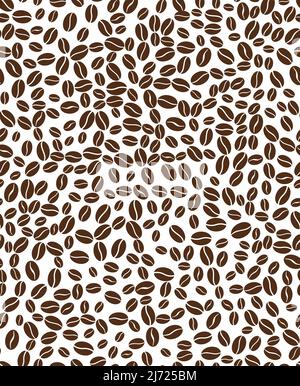 Scattered coffee beans - various size and rotation - seamless pattern Stock Vector