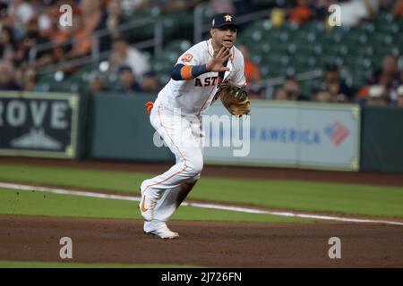 Houston Astros first baseman Yuli Gurriel (10) calls off the help in the  top of the second inning against the Seattle Mariners, Wednesday, May 4,  2022 Stock Photo - Alamy