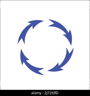 recycle arrow in blue isolated on white background, vector illustration Stock Vector