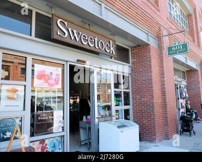 Sweeetock, a chocolate, French macarons, ice cream, and bread specialty retail store in Cannery Row; shopping in Monterey, California, USA. Stock Photo
