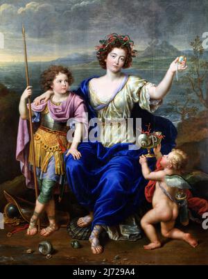 The Marquise de Seignelay and Two of her Sons by the French artist, Pierre Mignard (1612-1695), oil on canvas, 1691 Stock Photo