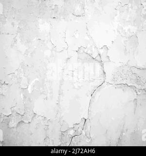 Close-up of the texture of gray peeling plaster. An old plastered wall Stock Vector