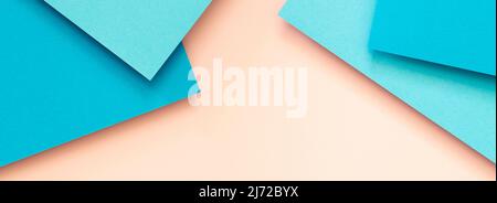 Abstract color papers geometry flat lay composition background with light blue and pale pink color lines and shapes. Top view Stock Photo