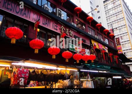 KUALA LUMPUR, MALASIA – JANUARY 26, 2020   Chinese New Year lanterns in Chinatown Petaling Street Stock Photo