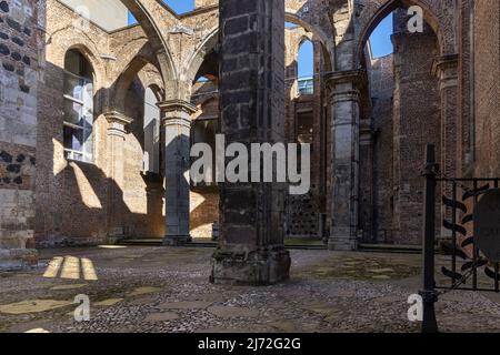 Ruined medieval church in Cologne reminding of horrors of World War II Stock Photo