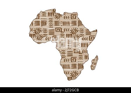 Africa patterned map and frame ethnic motifs. Seamless Banner with tribal traditional grunge African pattern, elements, concept design. Vector Ethnic Stock Vector