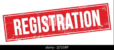 REGISTRATION text on red grungy rectangle stamp sign. Stock Photo