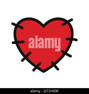 Red heart vector isolated on white background. Heart icon in a flat design. Doodle heart. Stock Vector