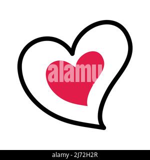 Red heart vector isolated on white background. Heart icon in a flat design. Doodle heart. Stock Vector