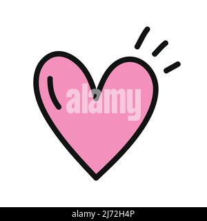 Pink heart vector isolated on white background. Heart icon in a flat design. Doodle heart. Stock Vector