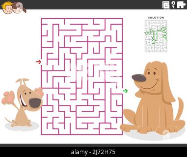 maze game with girl and her pet dog Stock Photo - Alamy